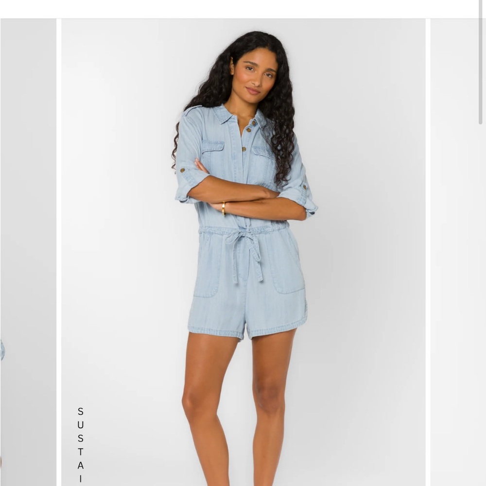 Velvet Heart Light Blue Denim Romper